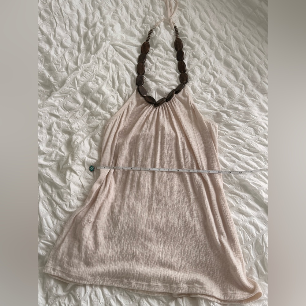 Bohemian Off-Cream & Wood Halter Summer Full Length Tank Top